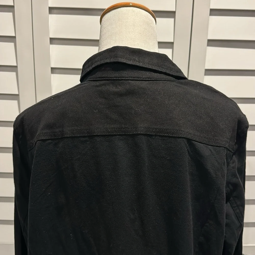 Belle by Kim Gravel NWOT Jacket in a combination of black denim/ Cotton Sleeves. - Picture 7 of 9